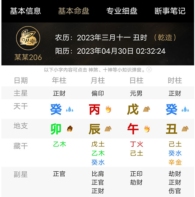 首先排出小孩生辰八字，性别男，出生于2023年4月30日凌晨2点55分