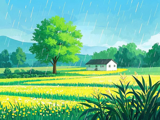 田下泉鸣春雨晴，新秧无数已齐生